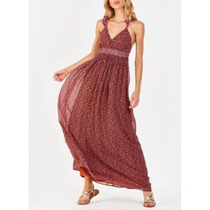 Dear John Elia Sleeveless Maxi Dress Size M Adjustable Straps V-Neck Lined Ruffl